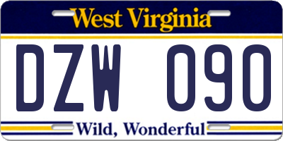 WV license plate DZW090