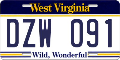 WV license plate DZW091