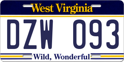 WV license plate DZW093