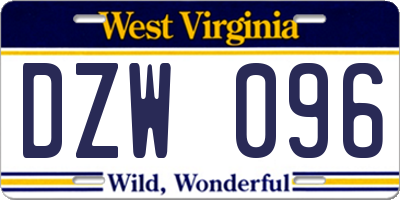 WV license plate DZW096