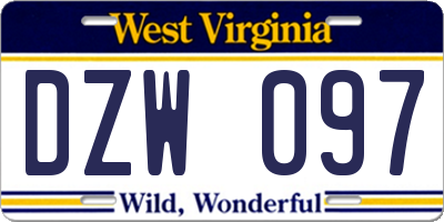 WV license plate DZW097