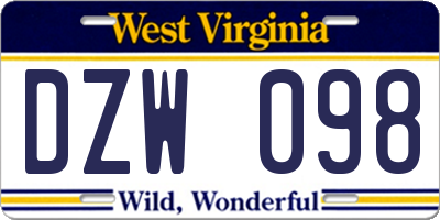 WV license plate DZW098