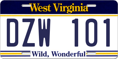 WV license plate DZW101