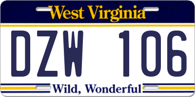 WV license plate DZW106