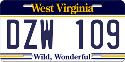 WV license plate DZW109