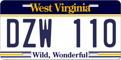 WV license plate DZW110