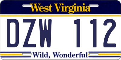 WV license plate DZW112