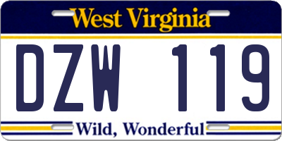 WV license plate DZW119