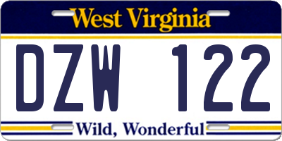 WV license plate DZW122