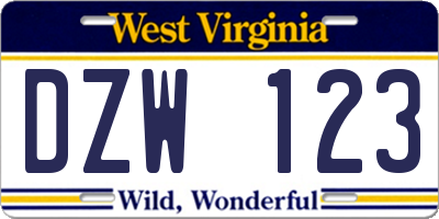 WV license plate DZW123