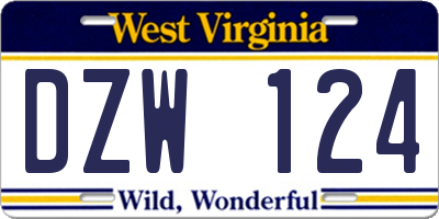 WV license plate DZW124