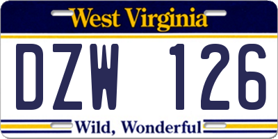 WV license plate DZW126