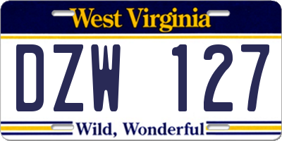 WV license plate DZW127