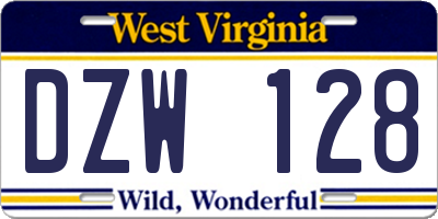 WV license plate DZW128