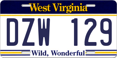 WV license plate DZW129