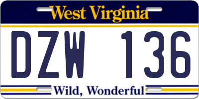 WV license plate DZW136