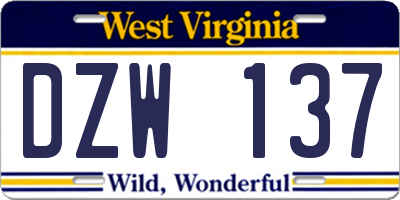 WV license plate DZW137