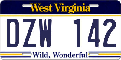 WV license plate DZW142