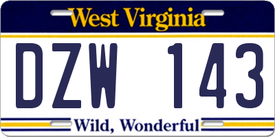 WV license plate DZW143