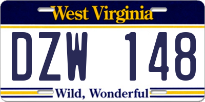 WV license plate DZW148