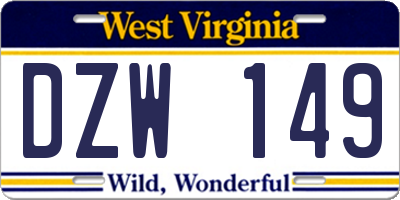 WV license plate DZW149