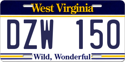 WV license plate DZW150