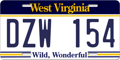 WV license plate DZW154