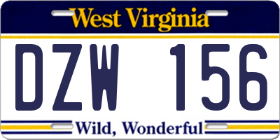 WV license plate DZW156