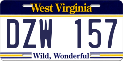 WV license plate DZW157