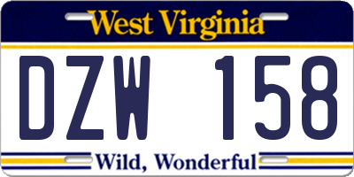 WV license plate DZW158