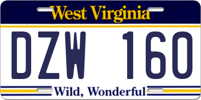 WV license plate DZW160