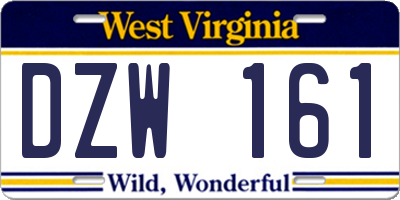 WV license plate DZW161