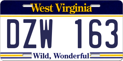 WV license plate DZW163