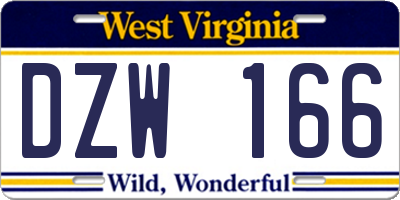 WV license plate DZW166