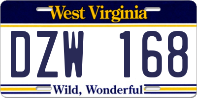 WV license plate DZW168