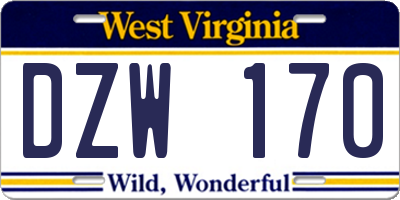 WV license plate DZW170