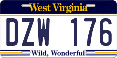 WV license plate DZW176