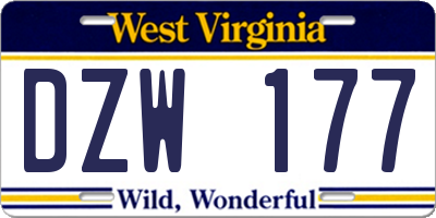 WV license plate DZW177