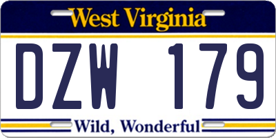 WV license plate DZW179