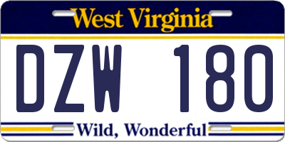 WV license plate DZW180