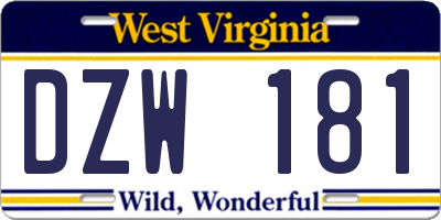 WV license plate DZW181