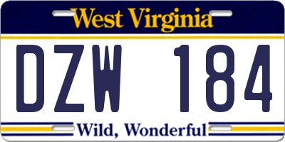 WV license plate DZW184