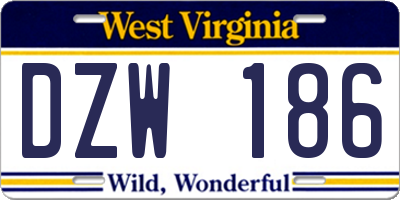 WV license plate DZW186