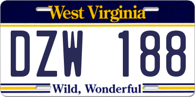 WV license plate DZW188