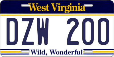 WV license plate DZW200