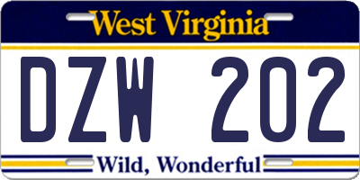 WV license plate DZW202