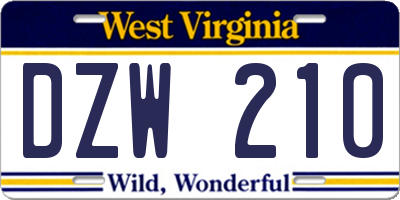 WV license plate DZW210