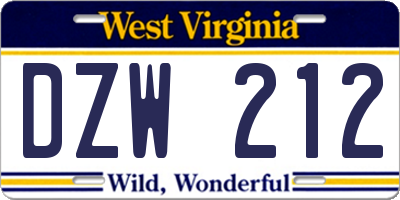 WV license plate DZW212