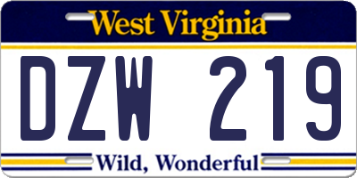 WV license plate DZW219