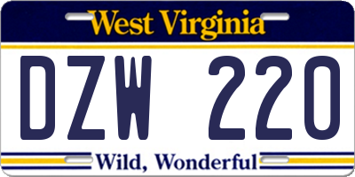 WV license plate DZW220